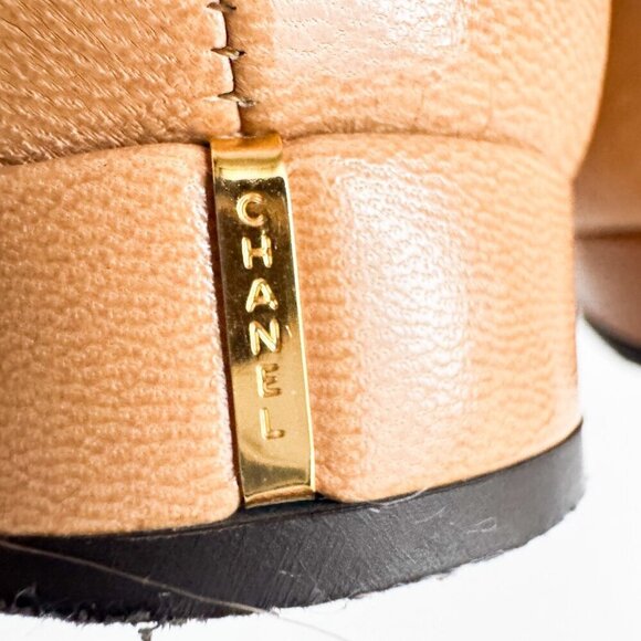 Vintage Chanel Two Tone White Beige Leather Loafers 36 - Picture 10 of 15